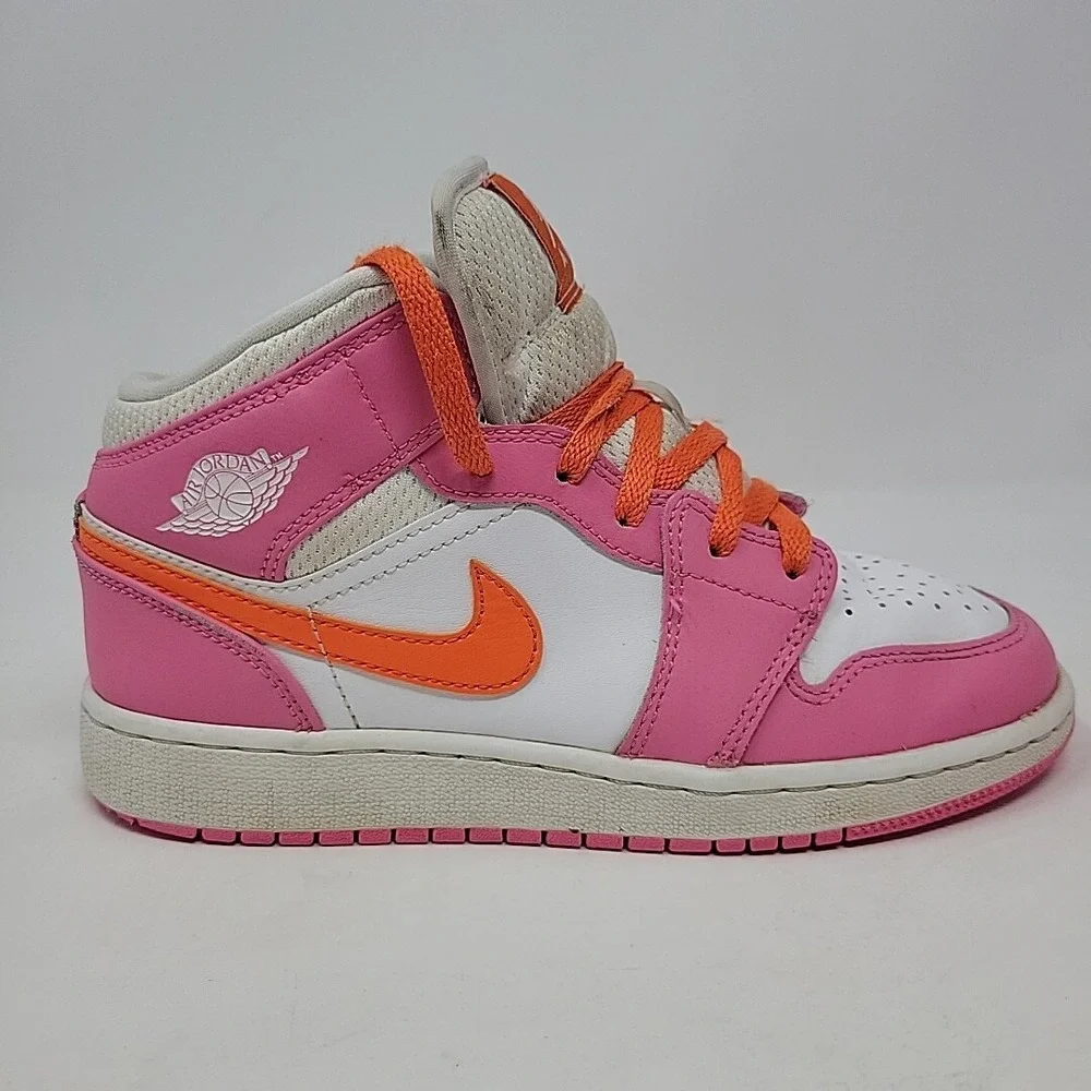 Nike Air Jordan 1 Mid DX3240-681 White Basketball Youth Girl Shoes‎ Size 5Y